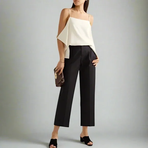 THEORY NWT Petteri Rosina Crepe Camisole Cami Tank Top Blouse S Black - Picture 3 of 10